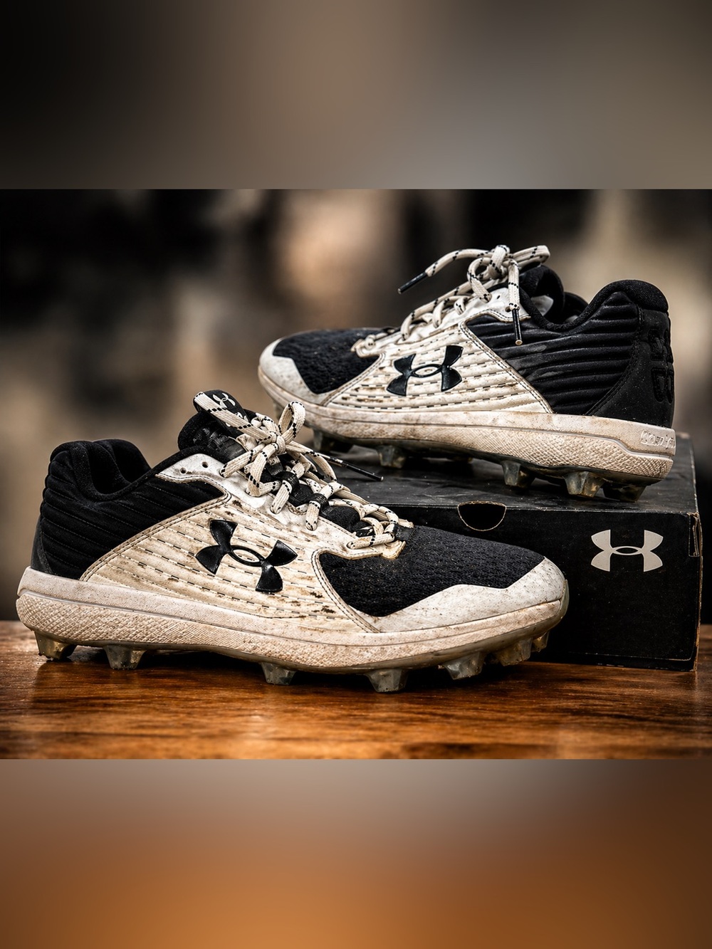 Under Armour Yard Low TPU Cleats Men 12.5 Black White Molded Football Baseball